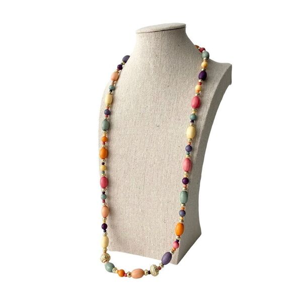 Boho Long Beaded Multicolor Necklace - Picture 2 of 5